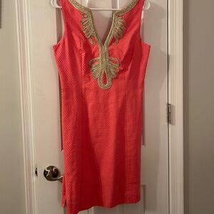 Lilly Pulitzer Coral Tank Dress with Gold Accent